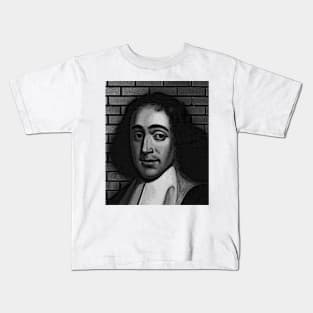 Baruch Spinoza Black And White Portrait | Baruch Spinoza Artwork 2 Kids T-Shirt